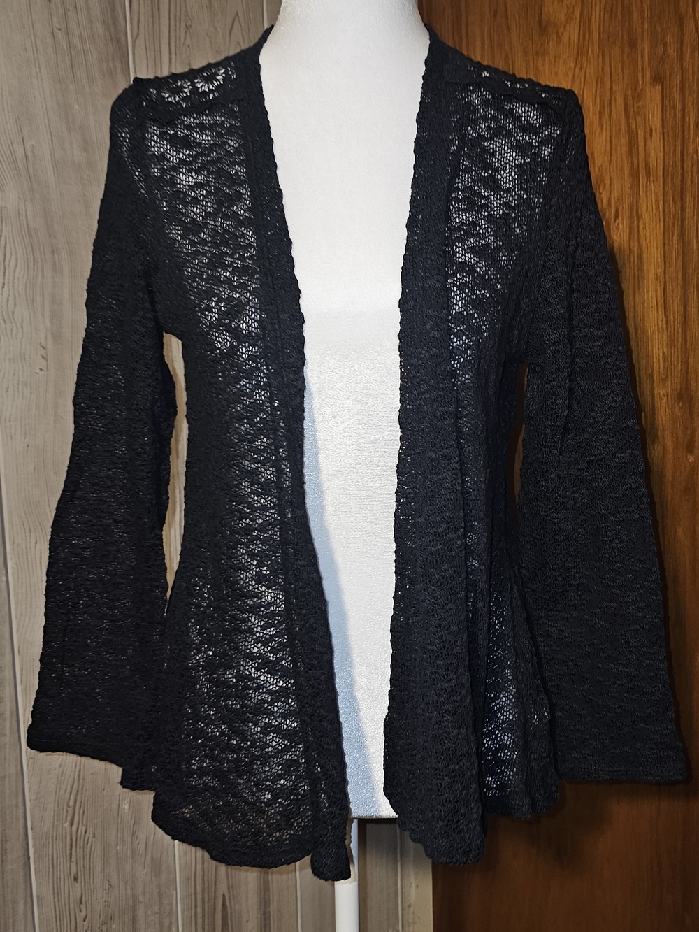 Style & Co. Black Open-Front Lightweight Knit Cardigan